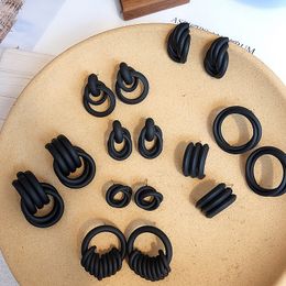 2021 Minimalist Black Earrings For Women Multiple Round Geometric Knot Drop Statement Earring Fashion Party Jewellery Gift