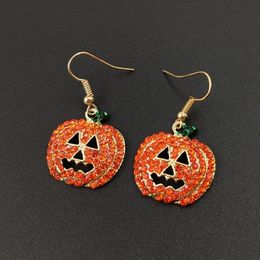 Stud Fashion Halloween Earrings Full Crystal For Girls Rhinestone Pumpkin Charms Women Jewellery Gift 1Pair