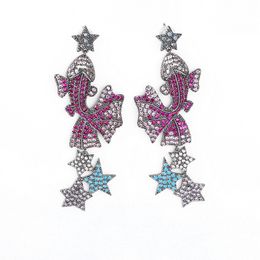 Designer Statement Fish Star Earrings for Girls Luxury Brand Micro Pave CZ Stone Goldfish Dangle Fashion Jewellery