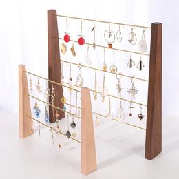 earring and bracelet holder UK - Jewelry Pouches, Bags Customized Wooden And Metal Earring Holders Bracelet Stand For Necklace Case Earing Organizer Jewellery Display Hangin
