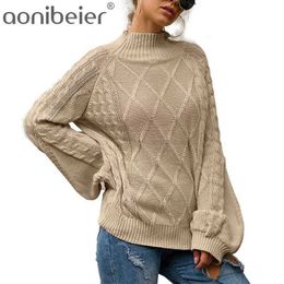 Aonobeier Batwing Sleeve Plaid Winter Woman Sweater Knitting Pullover Sweaters Long Casual Loose Christmas Jumper 210604