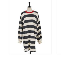 PERHAPS U Loose Casual Cotton Striped Dress D3013 210529