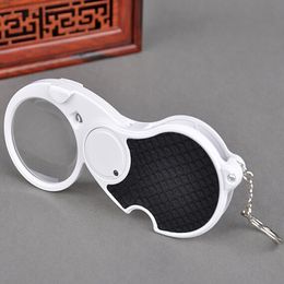 Mini Microscope 5X 40mm Jewellery Diamond Triplet Loupe Eye Measure Scale Pocket Folding Magnifier LED Light