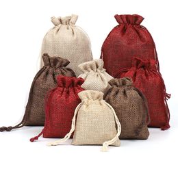 Cotton Linen Jewelry Storage Bags Beaded Bracelets Pendant Necklace Earring Drawstring Pouches Packaging Wedding Birthday Party Supplies