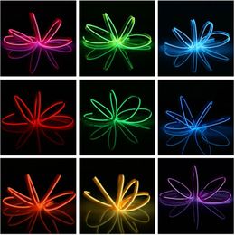 el wire clothing Australia - Strips 1x 5M 16.4ft Flexible Neon Light Glow LED EL Wire Rope Tape Cable Strip Waterproof Lights Shoes Clothing Car + Drive