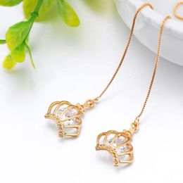 drop earings Australia - Gold Long Crystal Tassel Dangle Earrings For Women Wedding Drop Earing Brinco Fashion CZ Stone Ear Jewelry Gifts & Chandelier