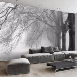 Wallpapers Custom Wallpaper 3d Living Room Bedroom Mural Black And White Abstract Tree Decoration TV Background Restaurant El Waterproof