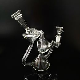 Transparent Thick Glass Bongs Smoking Pipe Special type Recycler Glass Oil Dab Rigs percolator Water Pipes Female Joint With 14mm clear Bowl Accessories Gifts