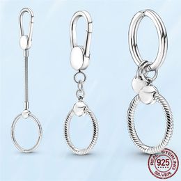 2021 HOT S925 Sterling Silver Moments Small Bag Charm Holder Key Ring fit Pandora Jewellery Making Gift With Original Box