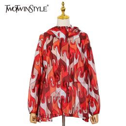 Hit Color Sun Protection Tops For Women Long Sleeve Print Casual Loose Jacket Female Fashion Clothing 210524