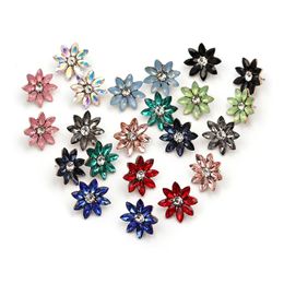 Wholesale Shiny Rhinestone Colourful Stud Earrings for Women Diamante Ear Crystal Studs Earing Brincos Fashion Jewellery Gift