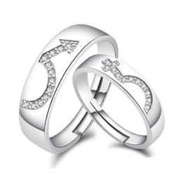 Womens Rings Crystal Jewelry Open open love ring finger couple Cluster For Female Band styles