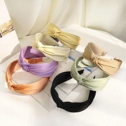New Fashion Women Headband Fresh Color Center Knot Hairband Casual Spring Headwear Girls Hair Accessories Wholesale