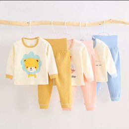 Children Pyjamas for Girls Boys Long Sleeve Pijamas Sets Cotton Sleepwear Cute T-Shirt Tops with Pants Toddler Baby Clothing Set 210908