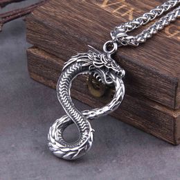 Designer Necklace Luxury Jewelry Never Fade Norse dragon snake Unlimited Self-devourer Ouroboros pendant with wooden box as gift