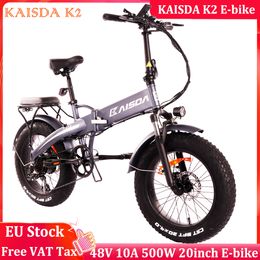 Free VAT Tax EU Stock KAISDA K2 48V 10Ah Foldable E-bike 20inch 500W Electric Bike Mountain Powerful Electric Bicycle for Adults