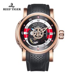 Reef Tiger/RT Brand Designer Sport Men Watch Luxury Rose Gold Case Waterproof Automatic Mechanical Reloj Hombre Wristwatches