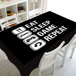video gaming UK - Table Cloth Black White Video Games Controller Home Decor Eat Sleep Game Repeat Gaming Tablecloth Cover Waterproof Kitchen Gift