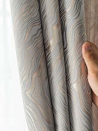 Style Curtain Luxury Modern Blackout Curtain for Living Room Simple Striped Pattern Window Curtain for Bedroom 210712