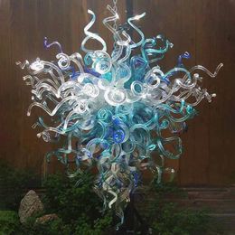 Blown Glass Chandeliers Lamps Wholesale Decorative Pendants Blue Colour Light Indoor Luminaire Lighting Hand 36 by 40 Inches