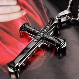 Pendant Necklaces Stainless Steel Cross Necklace Christian Bible Prayer Women Men Black Gold Classic