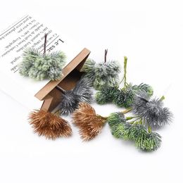 Decorative Flowers & Wreaths 6PCS Pine Artificial Fake Plant Flower Branch For Home Christmas Tree Decoration Accessories DIY Bouquet Gift B