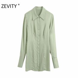 women fashion solid color pleats casual slim shirt dress office lady long sleeve vestido chic business DS4452 210420