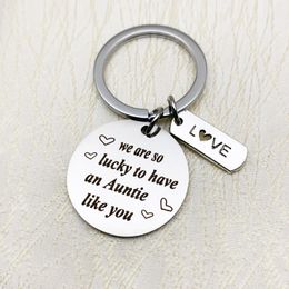 Keychain Man Lucky To Have An Auntie Like You Key Chain Bags Boy Silver Colour Alloy Pendant Accessories