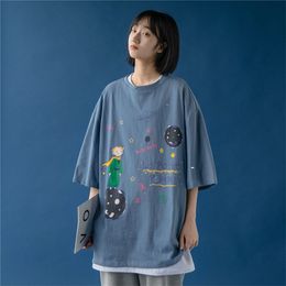 The Little Prince Print T Shirt Summer Women Short Sleeves T-Shirts O Neck Le Petit Peinec Printed Students Tops Shirts 210720