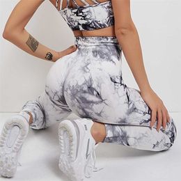 Tie Dye Leggings Seamless Women Fitness Leggings Push Up Booty Lifting Workout Pants Gym Running Legging 211108