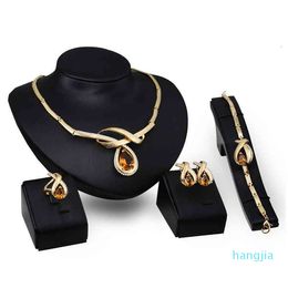 Factory Outlet Brand Bracelet Earring & Necklace Creative alloy jewelry set gold plated necklace earrings four piece women's