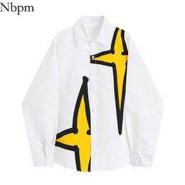 Nbpm Women Blouses Fashion Cross Star Print Korean Clothing Elegant Long Sleeve Women's Shirt Top Female Elegant Spring 210529