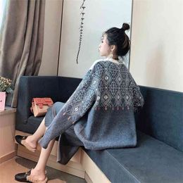 Color-matching Lazy Wind Loose Sweater Women's Pullover Twist Coat Spring And Autumn Long Sleeves Winter Wear 210427