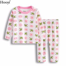 Pink Worm Baby Sleepwear Suits Girls Pyjamas T-Shirt Pant Cotton Newborn Sleep Sets Children Long Sleeve Clothes At Home Robes 210413
