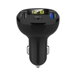 Qc3.0 Car Fast Charge C02 Dual-Port Usb Digital Display Type-c Auto Mobile Phone Charger