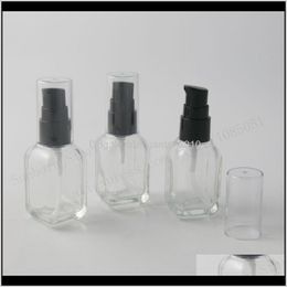 Storage Bottles Jars Arrival 1Oz Cleartransparent Square Glass With Black Pump 30Ml 30Cc Cosmetic Essential Oil Lotion Bottle D6Clg Jcdo1