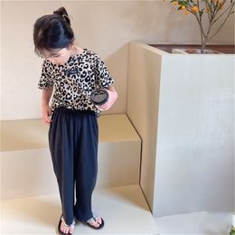 Summer Arrival Girls Fashion Leoaprd Suit Top+pants Baby Girl Clothes 210528