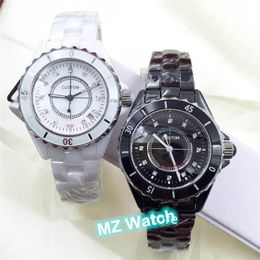 Trend Design Female Male Ceramics Watch Famous Brand 12-series Quartz Clock Black And White Ceramic Watches 33mm 38mm