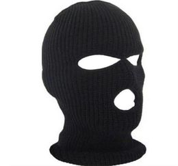 Party Masks New autumn and winter warm three hole wool knitted hat bandit outdoor cycling letter mask straight beanies