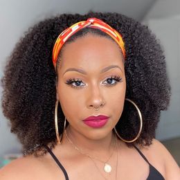 Synthetic Headband Wig for Black Afro Kinky Curly Wig with Headband for Daily Wear Glueless Non Lace Frontal Wig 10 12 14 inchfactory direct