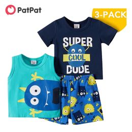 Arrival Summer 3pcs Baby Boy Sleeveless Stylish school Baby's Sets Clothing 210528