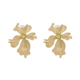 Fashion Unique Flower Shape Ladies Earrings Exaggerated Oversized Fog Gold Luxury Jewellery Stud