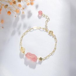 Link, Chain Natural Strawberry Crystal Brave Bracelet Girls Plum Luck In Love Blond Girlfriend Bangle INS Niche Design Gift Jewellery