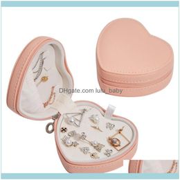 Packaging & Display Jewelryheart Shape Portable Jewellery Box Travel Organiser Jewellery Pu Leather Women Girls Travelling Jewelries Case M0Xf