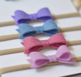 2021 new Handmade Mini Felt Bow Headband Cute Bow Nylon Hair Band For Infants Baby Hair Accessory 20pcs/lot