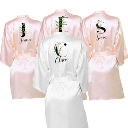 Wedding Dressing Gown Personalised BRIDE&Bridesmaid Satin Robe 10colors Robes Custom for Gifts Maid of Honor Bride Tribe 210924