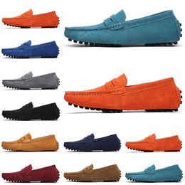 2022 High quality Non-Brand men women running shoes black light blue wine red gray orange green brown mens slip on lazy Leather shoe