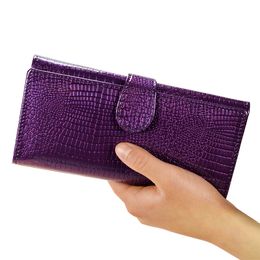 Lady Large Capacity Party Fashion Long Purse Patent Leather Clutch Bag Casual Card Holder Purse Wallets