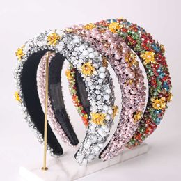 Baroque Sparkly Padded Rhinestones Headbands for Women Luxury Full Crystal Hairbands Wide Headwear Hair Accessories X0722