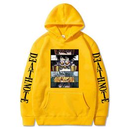 Anime Death Note Eyes Graphics Hoodies Hip Hop Streetwear Men Women Anime Hooded Sweatshirt Pullover Oversized Hoodie Y211122